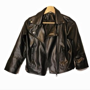 LEHOUR - Girls Vegan Leahthet Motorcycle (Moto) Jacket